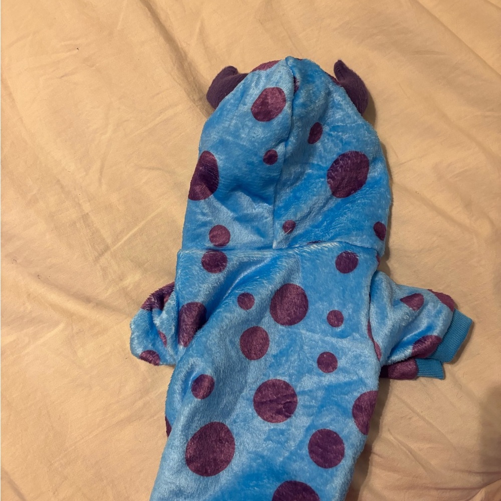 Blue and Purple Polka Dot Plush Hoodie